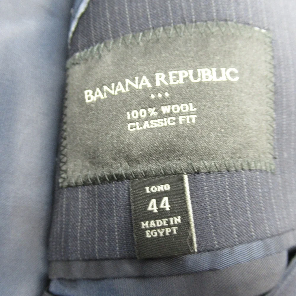 Banana Republic Wool Blazer Mens 44 Long Blue Pinstripe Classic Fit 2‎ Button